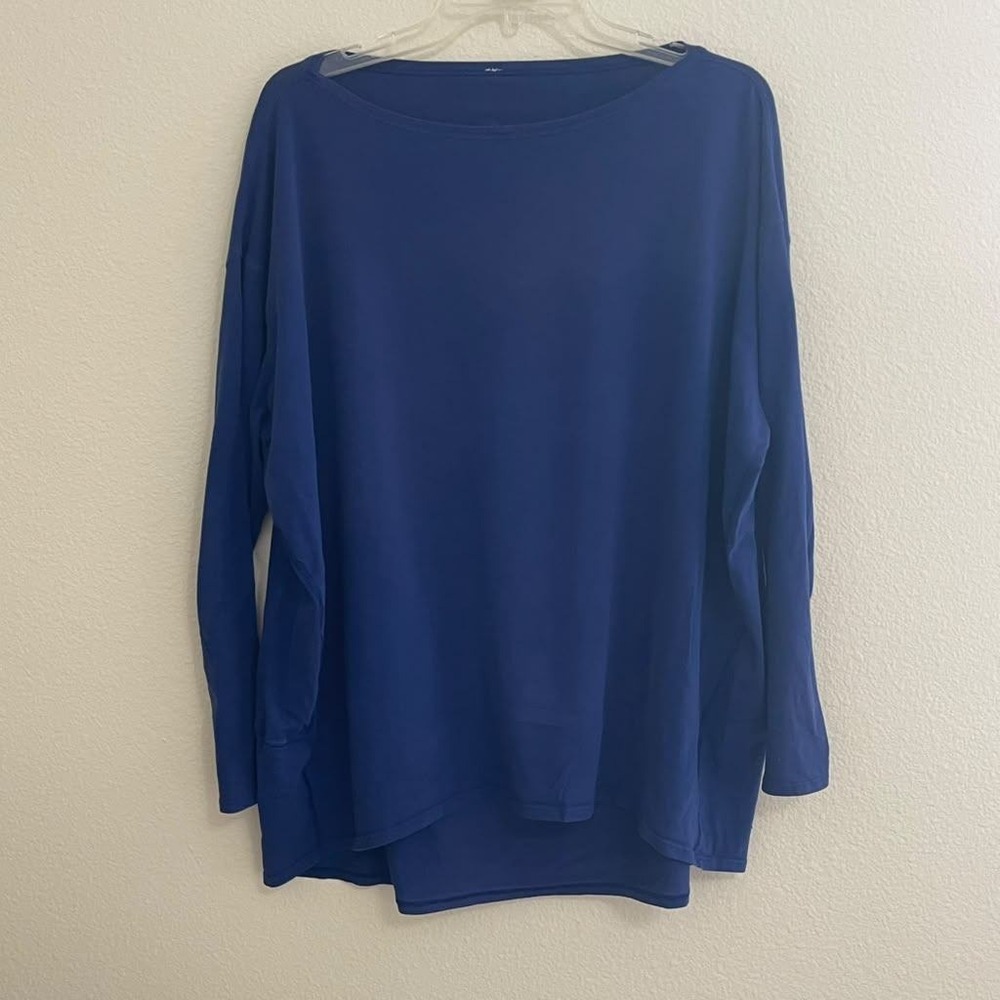 Lululemon Back In Action Long Sleeve Shirt Larkspur Blue Boat Neck Oversized